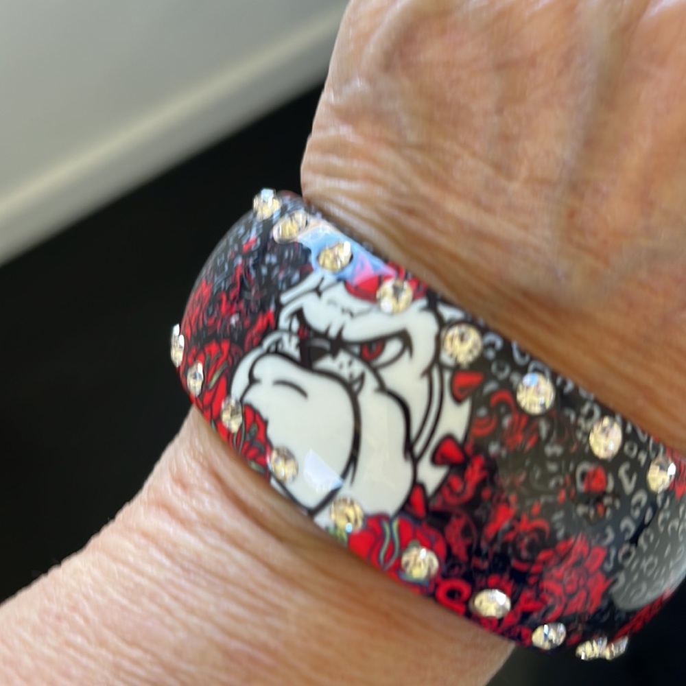 Go Dawgs! Bulldogs, Roses, & Rhinestones bangle - Picture 4 of 6